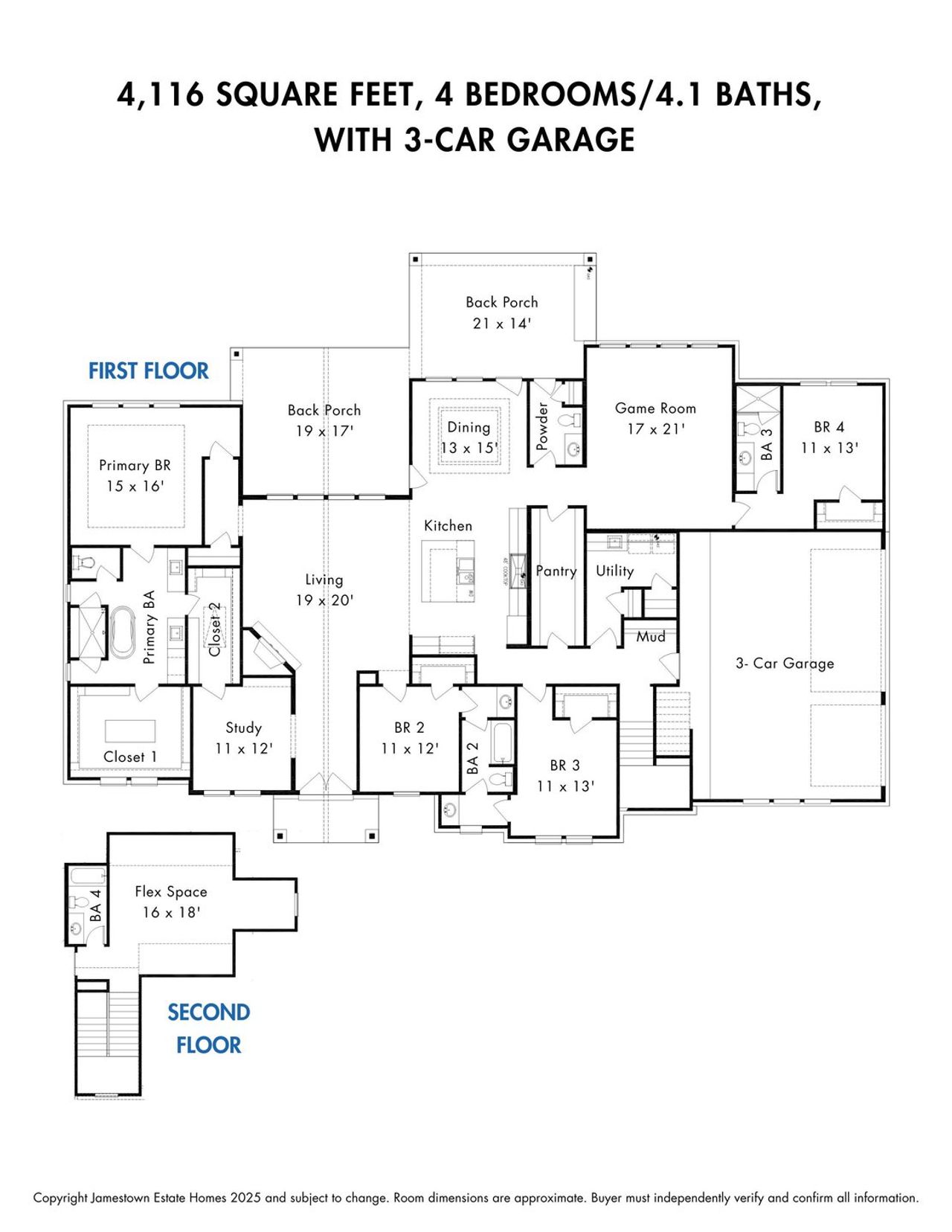 2D floor plan layout of this home in Republic Grand Ranch, Willis, TX (Image 2).