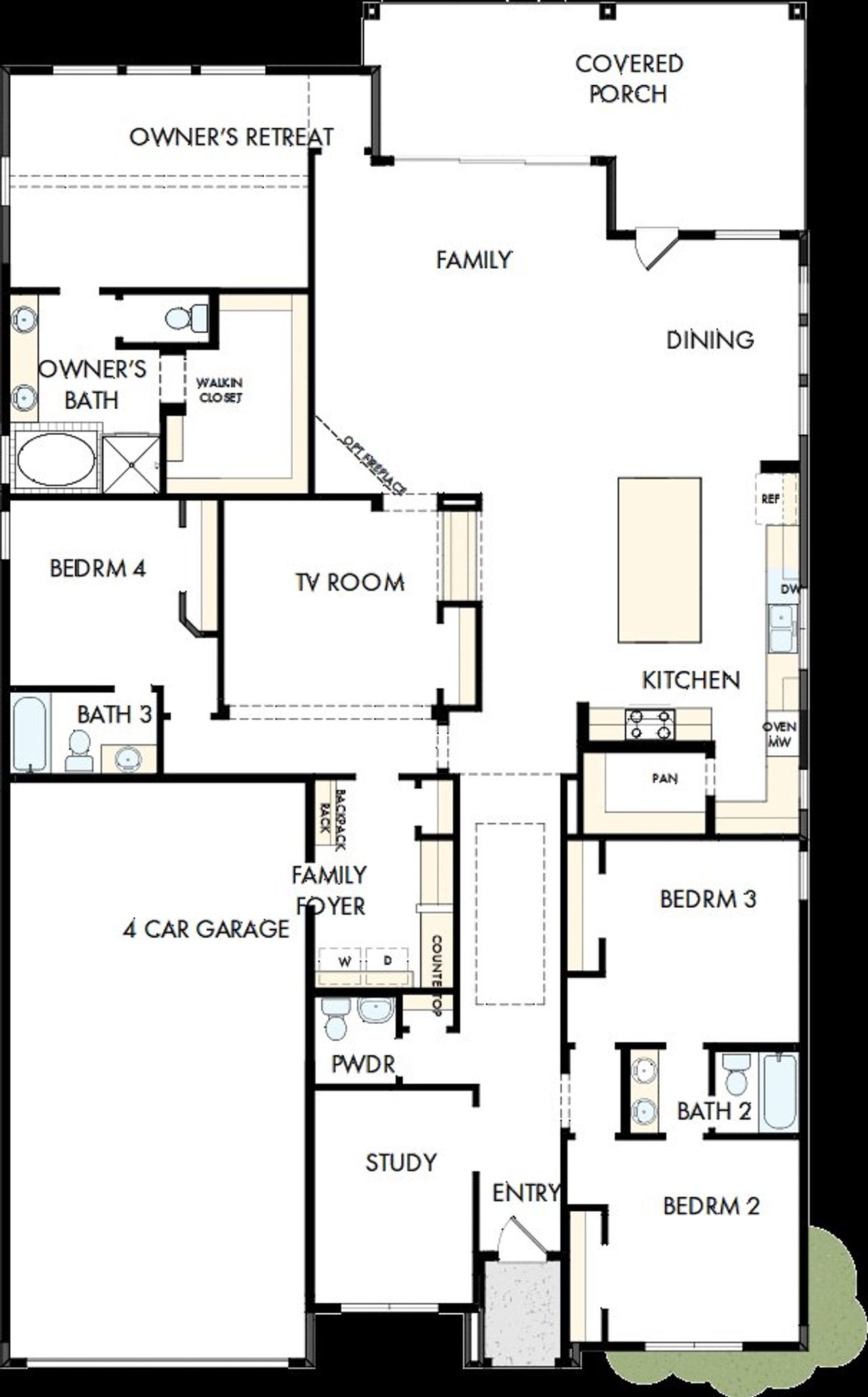 2D floor plan layout of this home in The Ridge at Northlake, Northlake, TX (Image 2).
