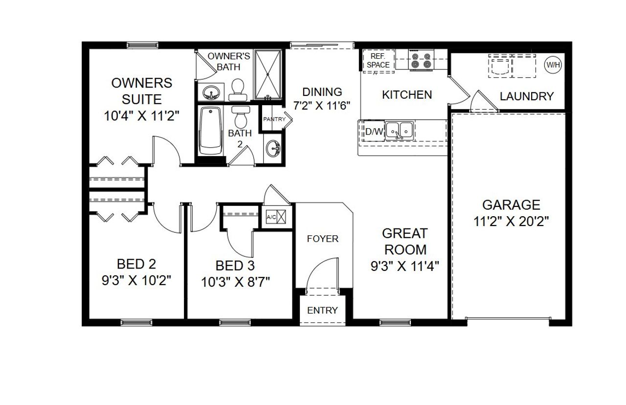 2D floor plan layout for the Phoenix by Holiday Builders in Ocala, Ocala, FL (Image 2).