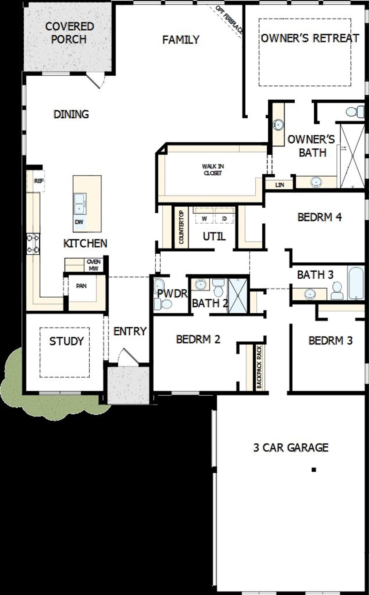 2D floor plan layout of this home in Terraces – Classics, Rockwall, TX (Image 2). 2D floor plan layout of this home in Terraces – Classics, Rockwall, TX (Image 2).