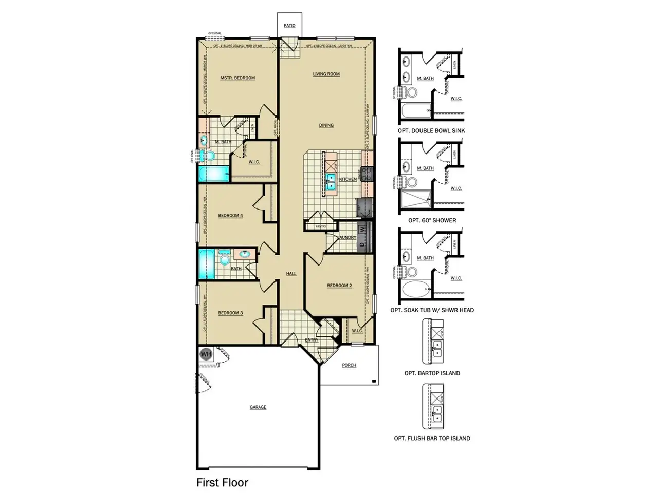 2D floor plan layout for the RC Ridgeland by Lennar in Hunters Ranch, San Antonio, TX (Image 2).