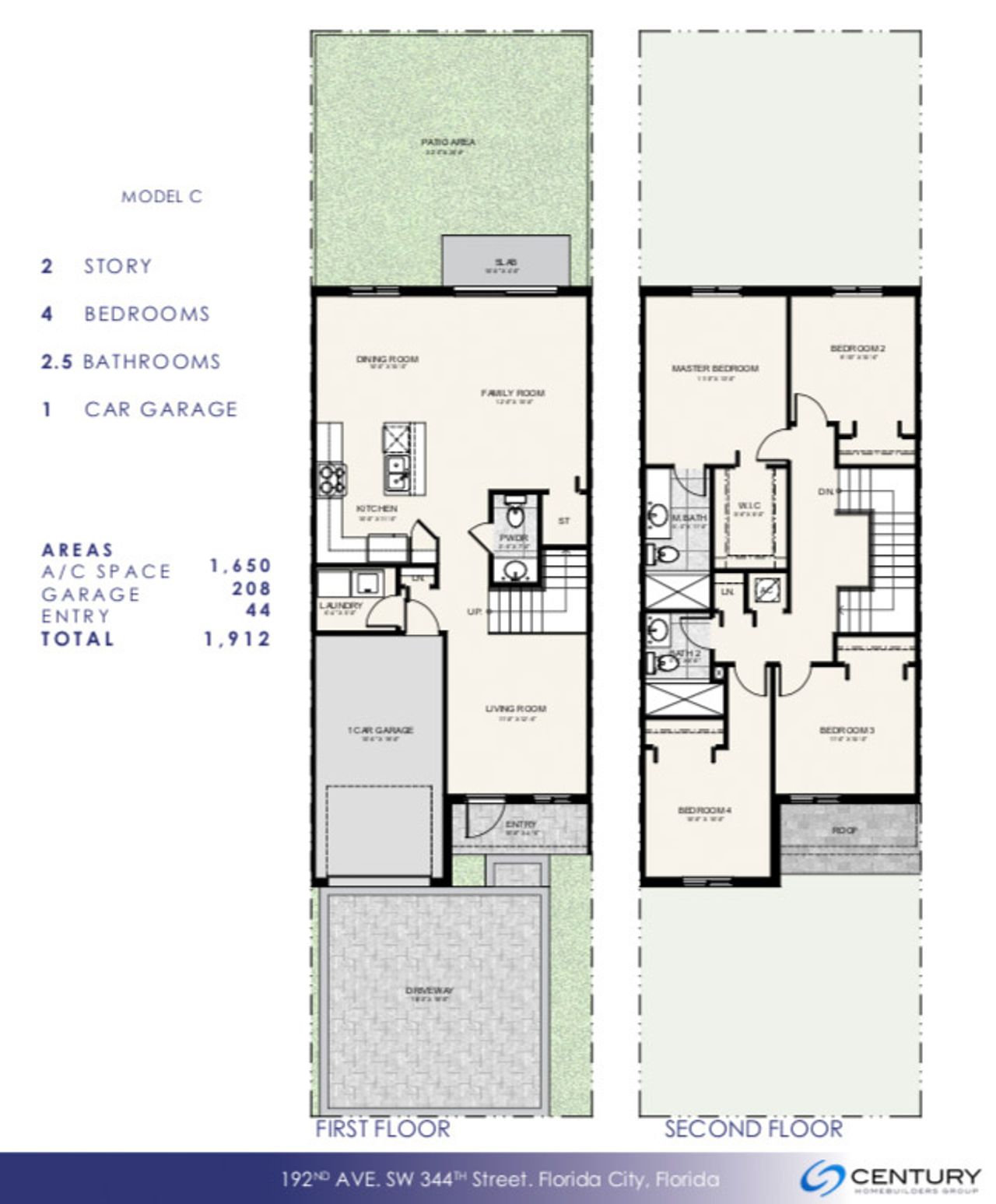 2D floor plan layout for the Capri by Century Homebuilders Group in Century Park Square, Homestead, FL (Image 2). 2D floor plan layout for the Capri by Century Homebuilders Group in Century Park Square, Homestead, FL (Image 2).