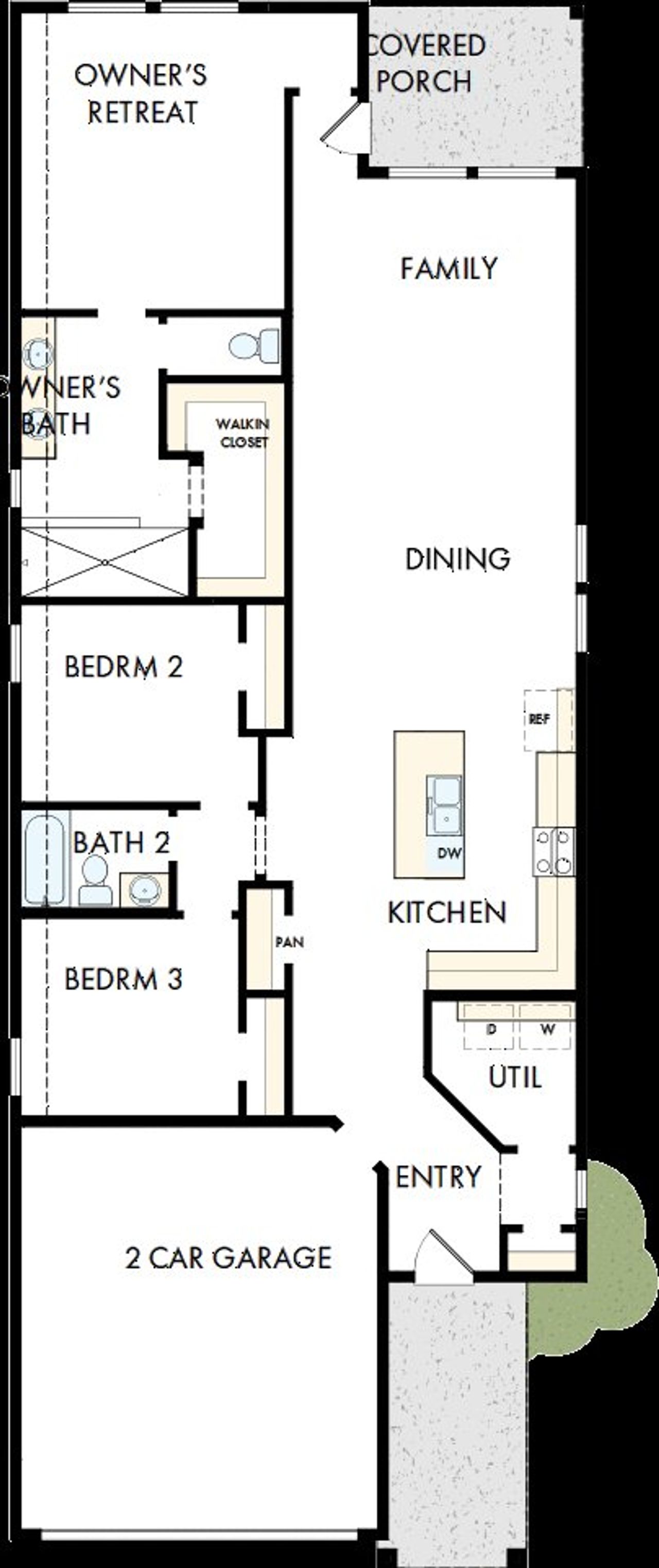 2D floor plan layout of this home in Mayfair - Select Garden Series, New Braunfels, TX (Image 2).
