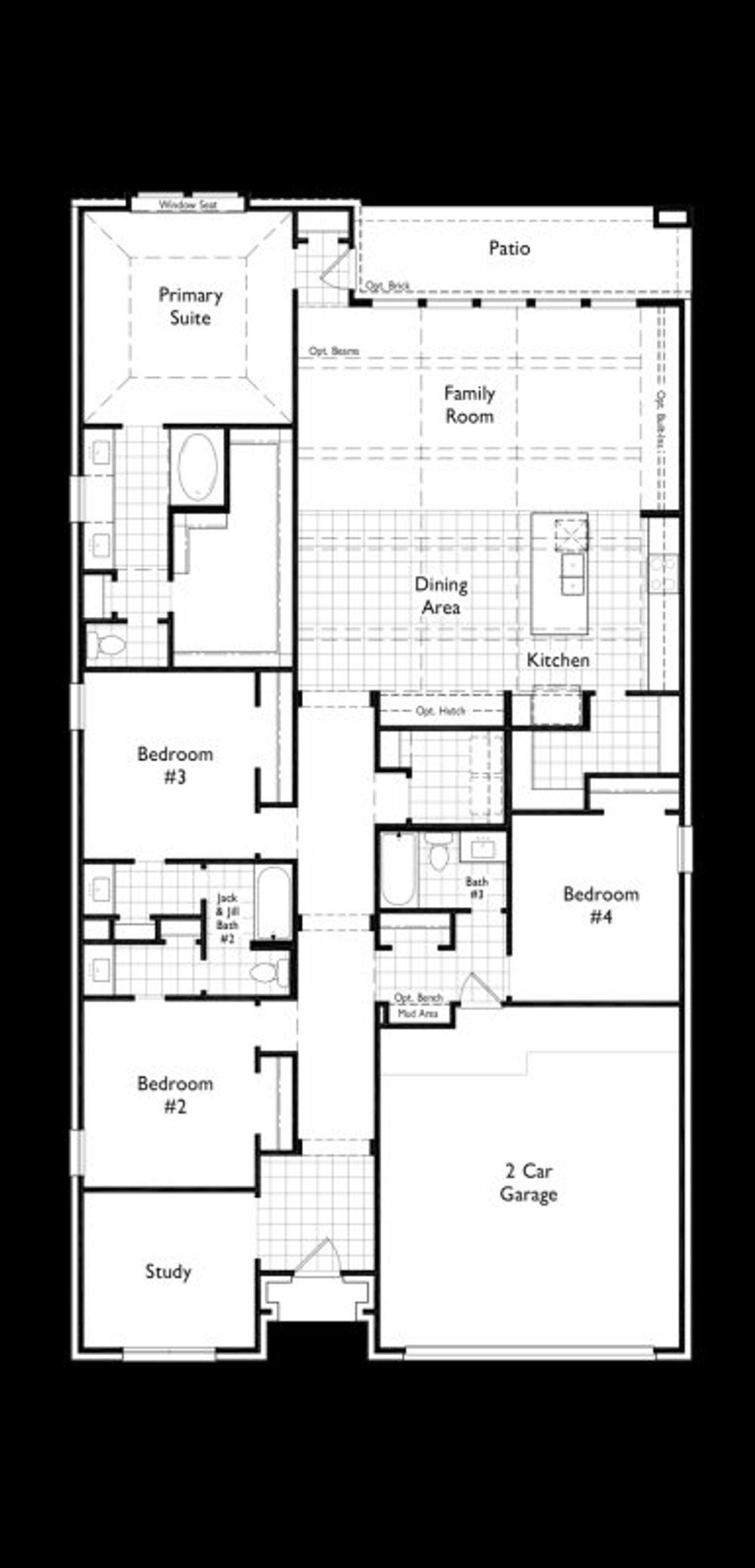 2D floor plan layout of this home in Parkside Peninsula, Georgetown, TX (Image 2).