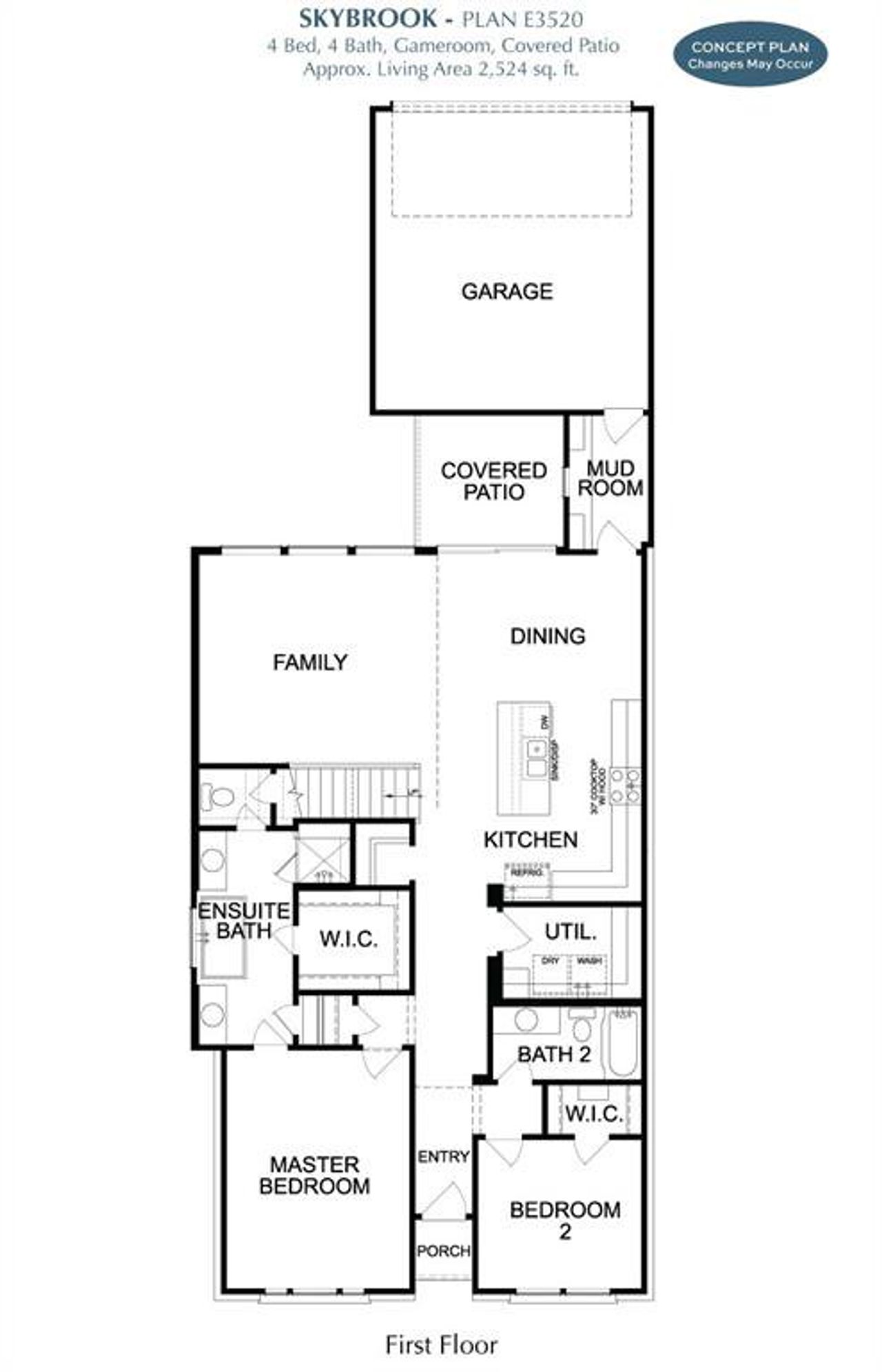 2D floor plan layout of this home in East Village - Classic Series, Frisco, TX (Image 2).