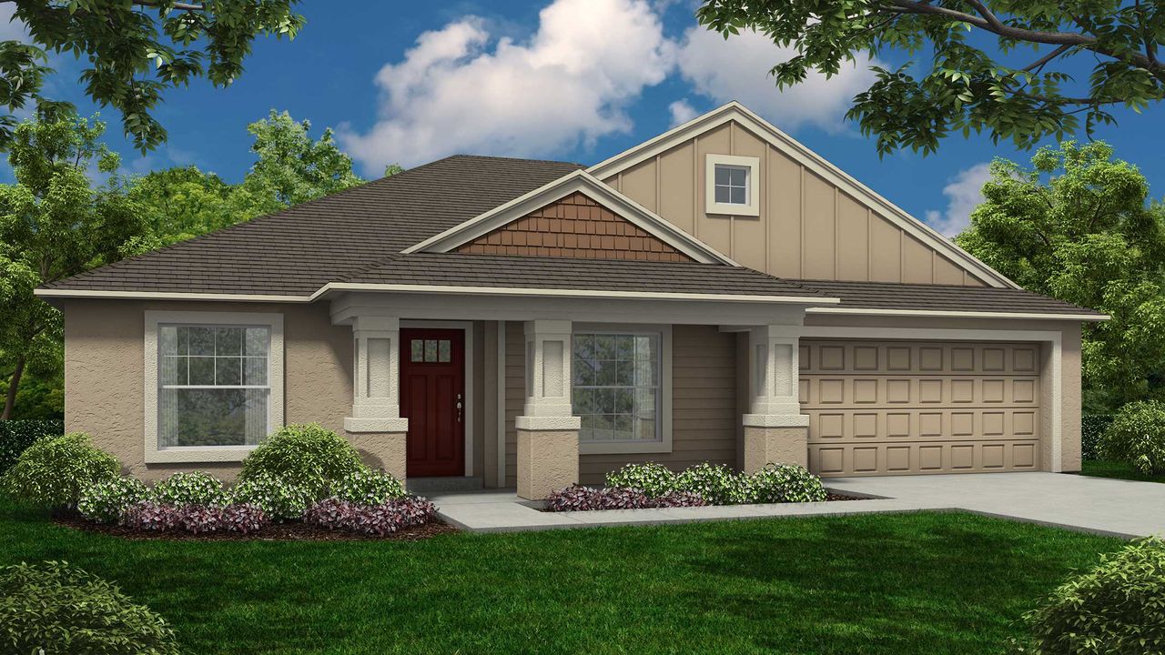 Representative exterior photo of a completed home built from the The Hawthorne by Southern Homes in Sand Lake Groves, Bartow, FL (Image 2).