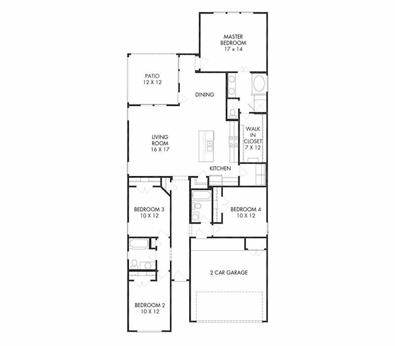 2D floor plan layout of this home in Fulshear Lakes, Fulshear, TX (Image 2).