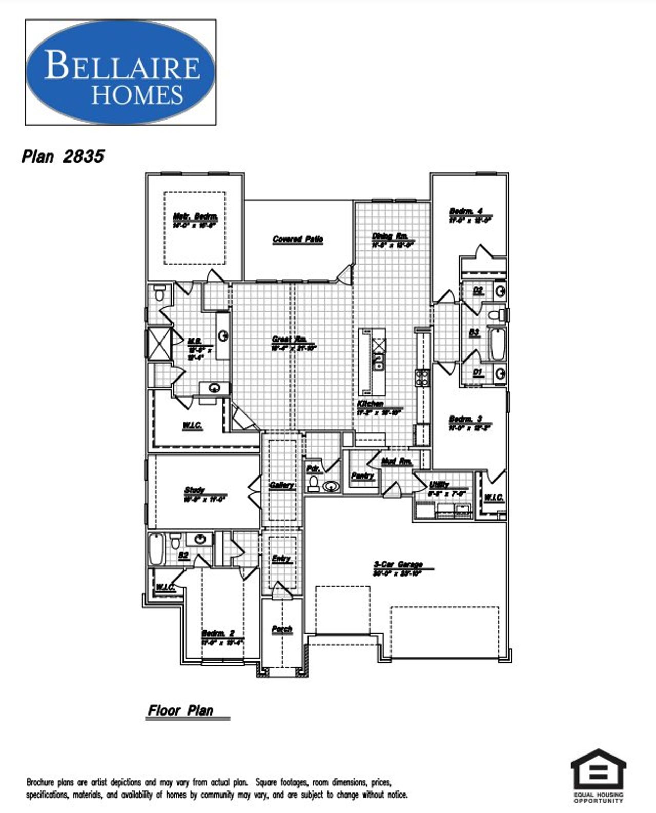 2D floor plan layout for the Gardner by Bellaire Homes in Elkhorn Ridge, Fair Oaks Ranch, TX (Image 2). 2D floor plan layout for the Gardner by Bellaire Homes in Elkhorn Ridge, Fair Oaks Ranch, TX (Image 2).