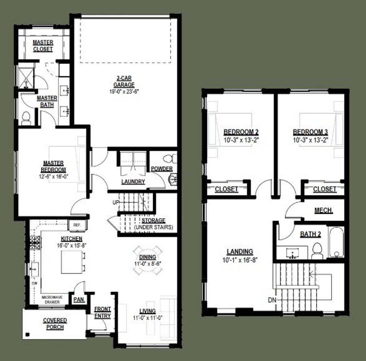 2D floor plan layout for the Acadia by Black Timber Builders in Kechter Farm, Fort Collins, CO (Image 2).