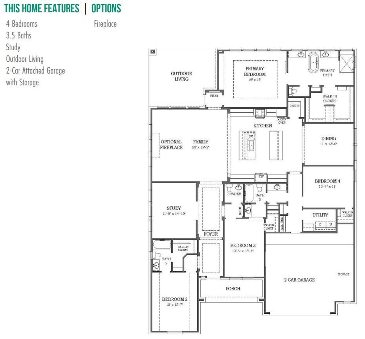 2D floor plan layout of this home in Riceland, Mont Belvieu, TX (Image 2).