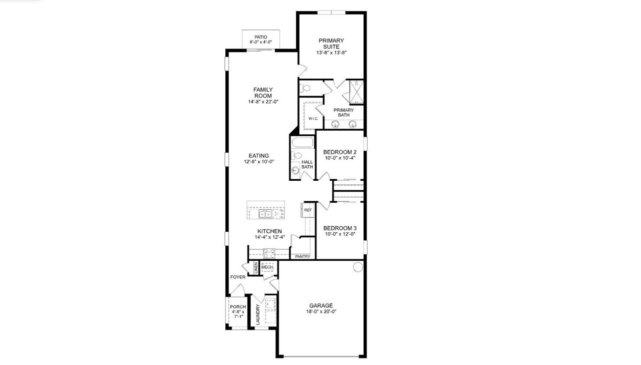 2D floor plan layout of this home in Country Club Estates, Palm Bay, FL (Image 2).