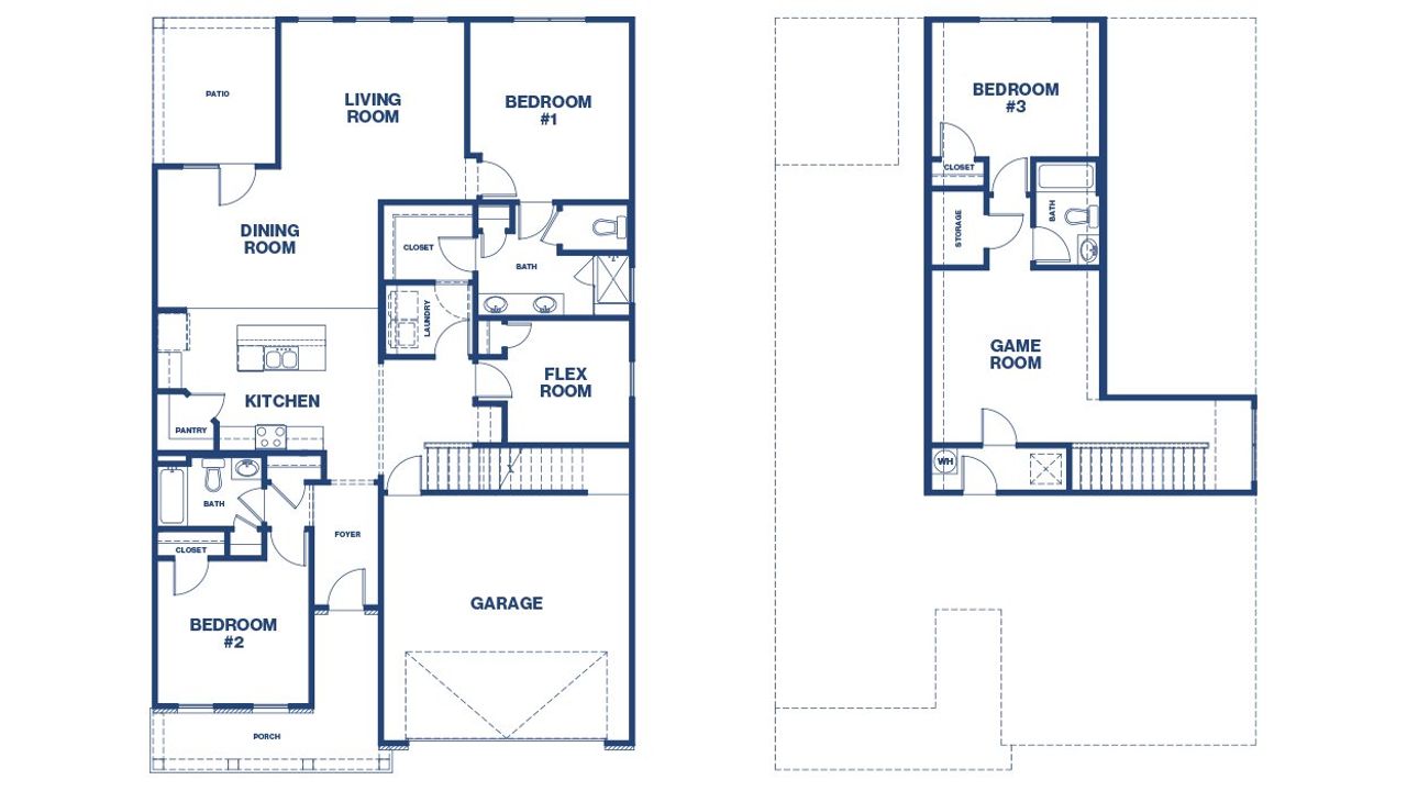 2D floor plan layout of this home in Oak Ridge Meadows - Active Adult, Locust Grove, GA (Image 2).