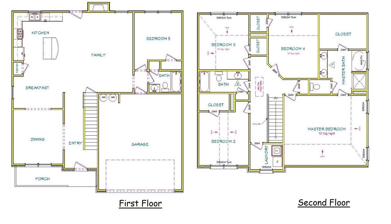 2D floor plan layout for the Turner by Capshaw in Fox Crossing, Griffin, GA (Image 2).