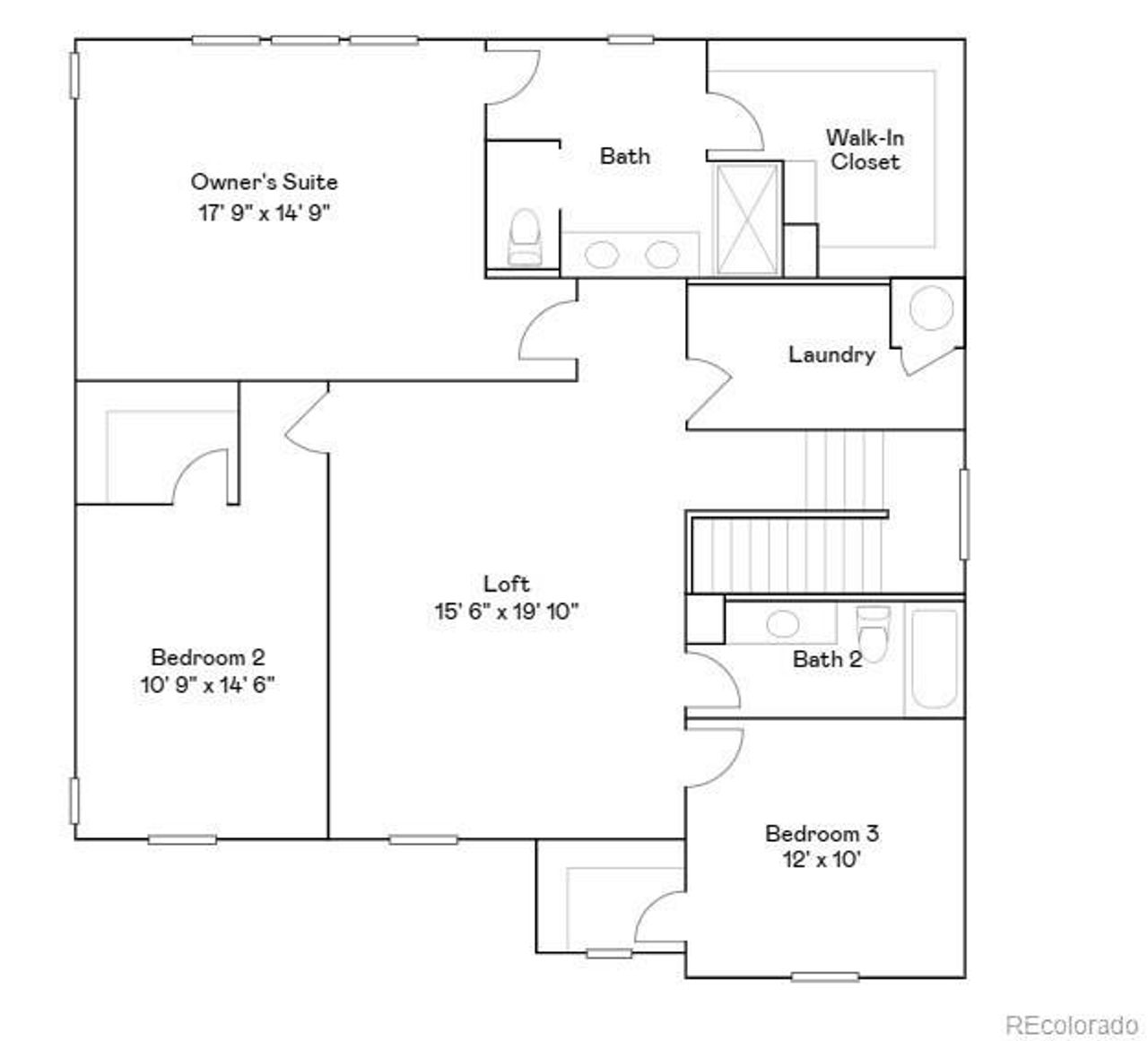 2D floor plan layout of this home in Eastcreek Farm, Thornton, CO (Image 2).