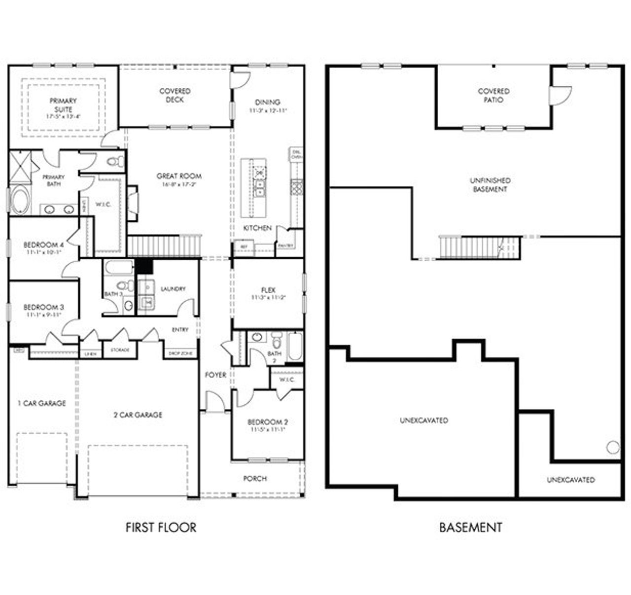2D floor plan layout for the Foxwood Basement by Meritage Homes in Vines at Mill Creek - Legacy Series, Braselton, GA (Image 2).