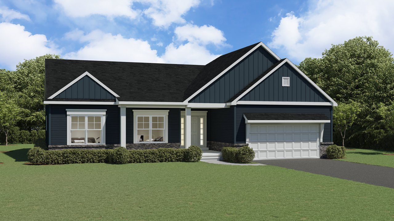 Front exterior of a new home in Wheatfield Crossing, North Tonawanda, NY, highlighting curb appeal (Image 2).