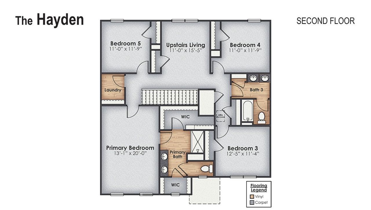 2D floor plan layout of this home in Vineyard Trail, Jacksonville, NC (Image 2).