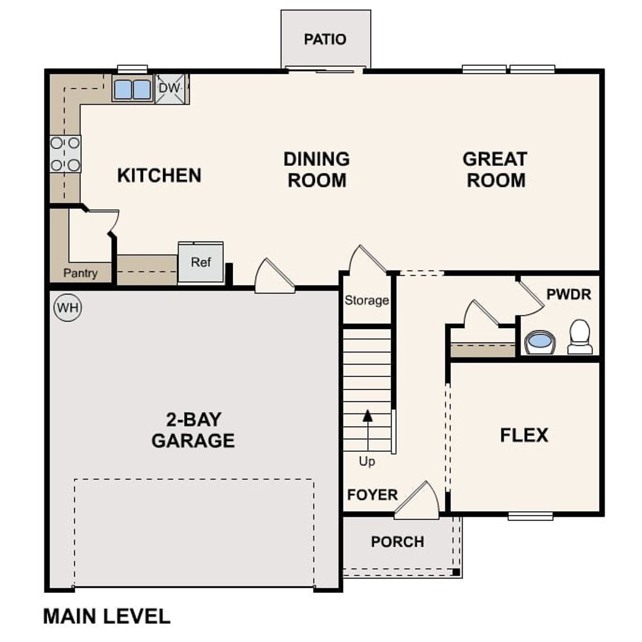 2D floor plan layout of this home in The Ridge at Twin Rivers, Covington, GA (Image 2).