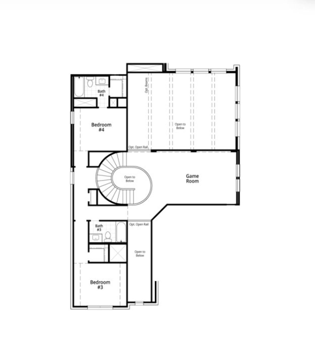 2D floor plan layout for the Hanford by Highland Homes in Two Step Farm, Montgomery, TX (Image 2).