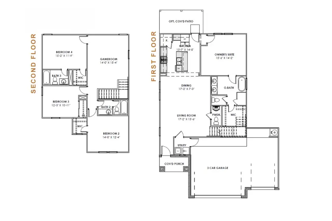 2D floor plan layout of this home in Turnbo Ranch, Killeen, TX (Image 2).