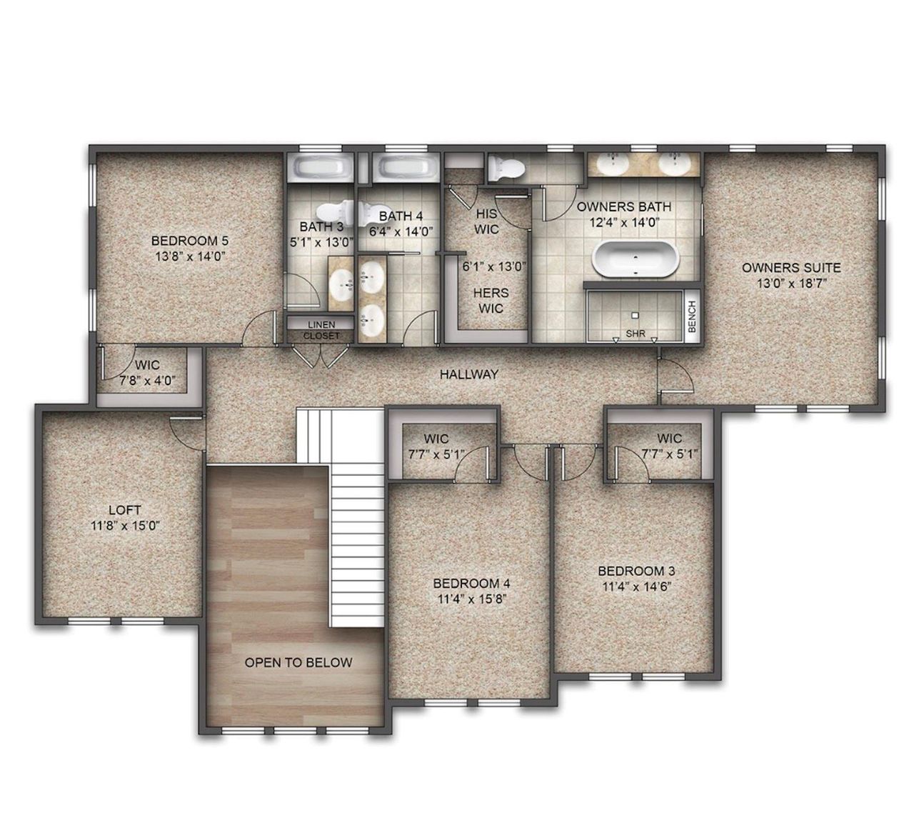 2D floor plan layout of this home in , Wesley Chapel, NC (Image 2).