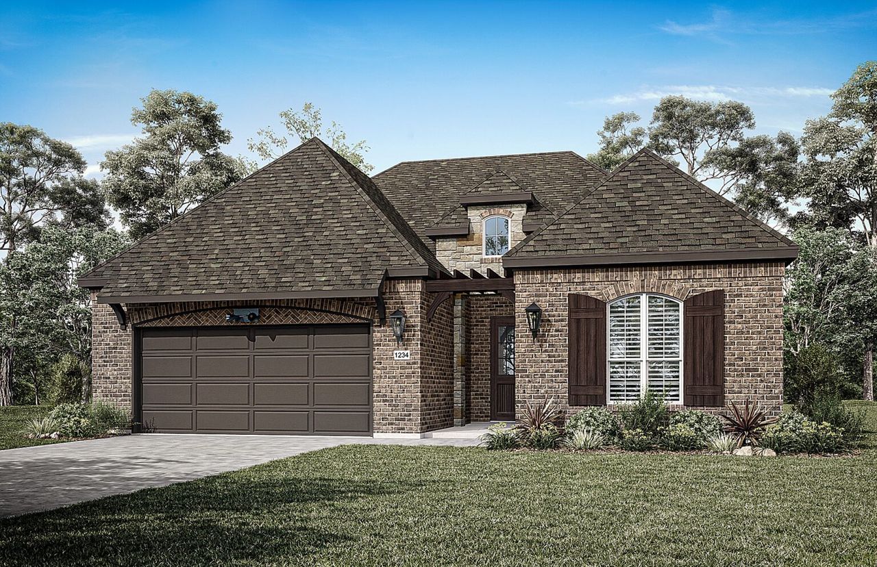 Representative exterior photo of a completed home built from the Castella by Epcon Communities in Ladera at Timberbrook, Justin, TX (Image 2). Representative exterior photo of a completed home built from the Castella by Epcon Communities in Ladera at Timberbrook, Justin, TX (Image 2).