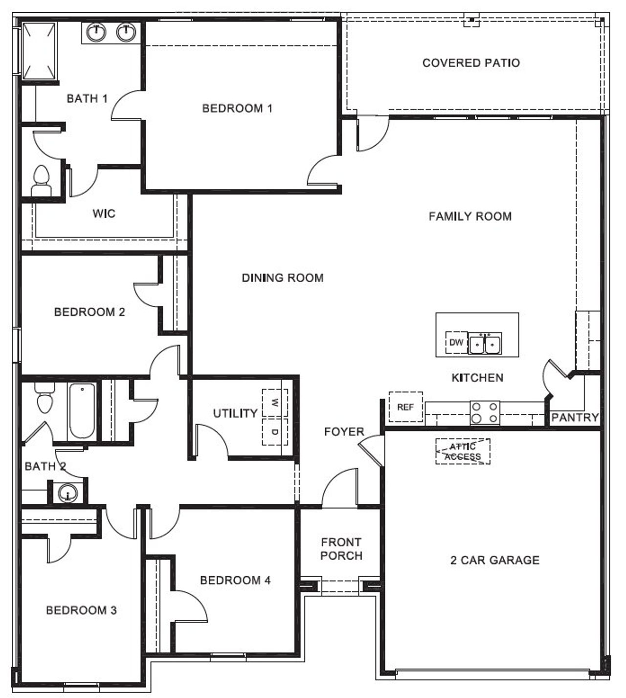 2D floor plan layout for the EUREKA by D.R. Horton in Legado, Cleburne, TX (Image 2). 2D floor plan layout for the EUREKA by D.R. Horton in Legado, Cleburne, TX (Image 2).