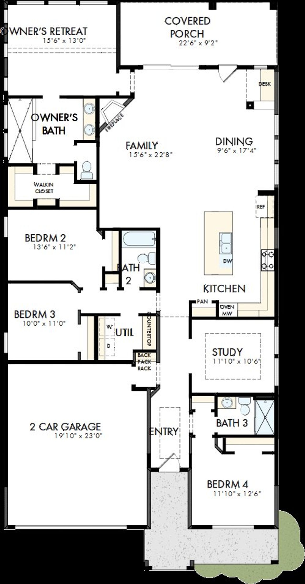 2D floor plan layout of this home in Ridgeline, McKinney, TX (Image 2).
