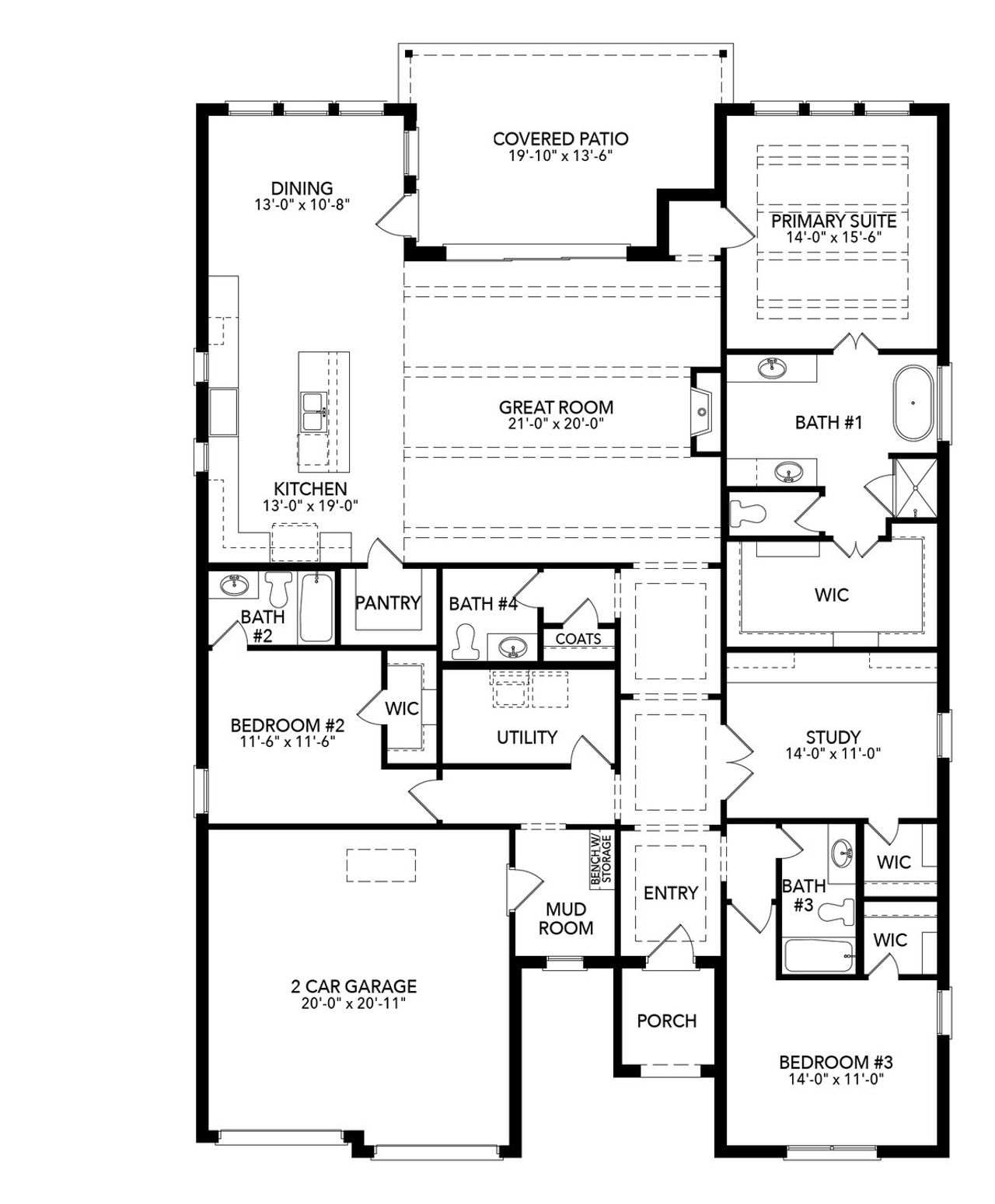 2D floor plan layout of this home in Trinity Estates, Benbrook, TX (Image 2).