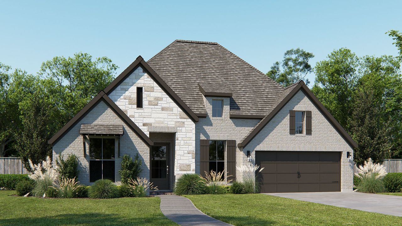 Representative exterior photo of a completed home built from the 2944P by Perry Homes in Audubon Park 60', Magnolia, TX (Image 2). Representative exterior photo of a completed home built from the 2944P by Perry Homes in Audubon Park 60', Magnolia, TX (Image 2).