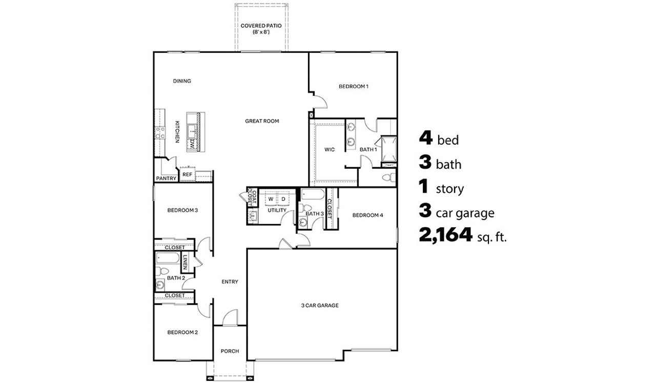 2D floor plan layout of this home in Entrada Del Toro at Rancho Sahuarita, Sahuarita, AZ (Image 2).