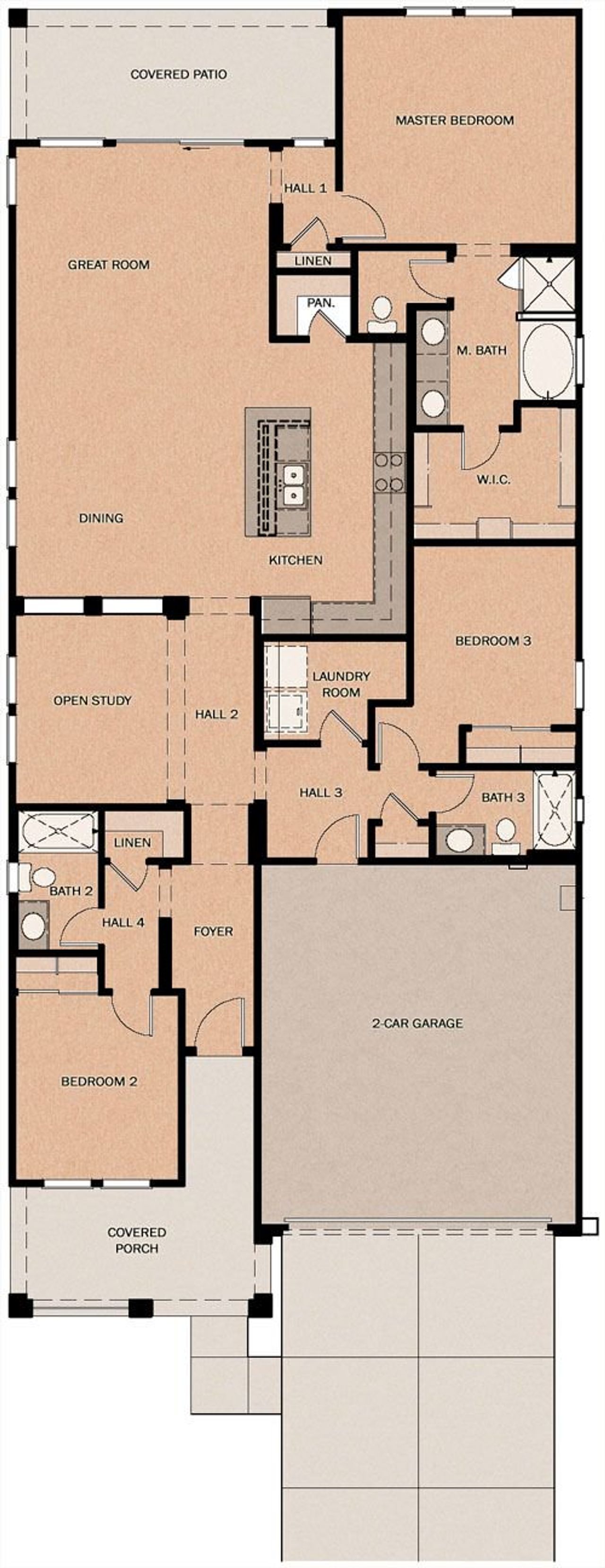 2D floor plan layout of this home in Calistoga at Enclave, Litchfield Park, AZ (Image 2).