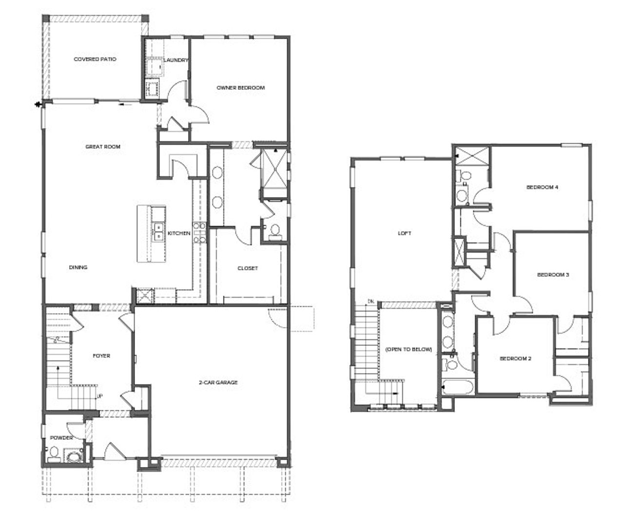 2D floor plan layout for the Residence 2 by Porchlight Homes in Ocotillo Lane, Phoenix, AZ (Image 2).