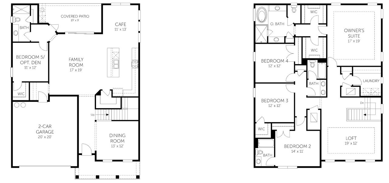 2D floor plan layout for the Fernandina - Single Family Homes by Dream Finders Homes in Seaside Vista, St. Augustine, FL (Image 2). 2D floor plan layout for the Fernandina - Single Family Homes by Dream Finders Homes in Seaside Vista, St. Augustine, FL (Image 2).