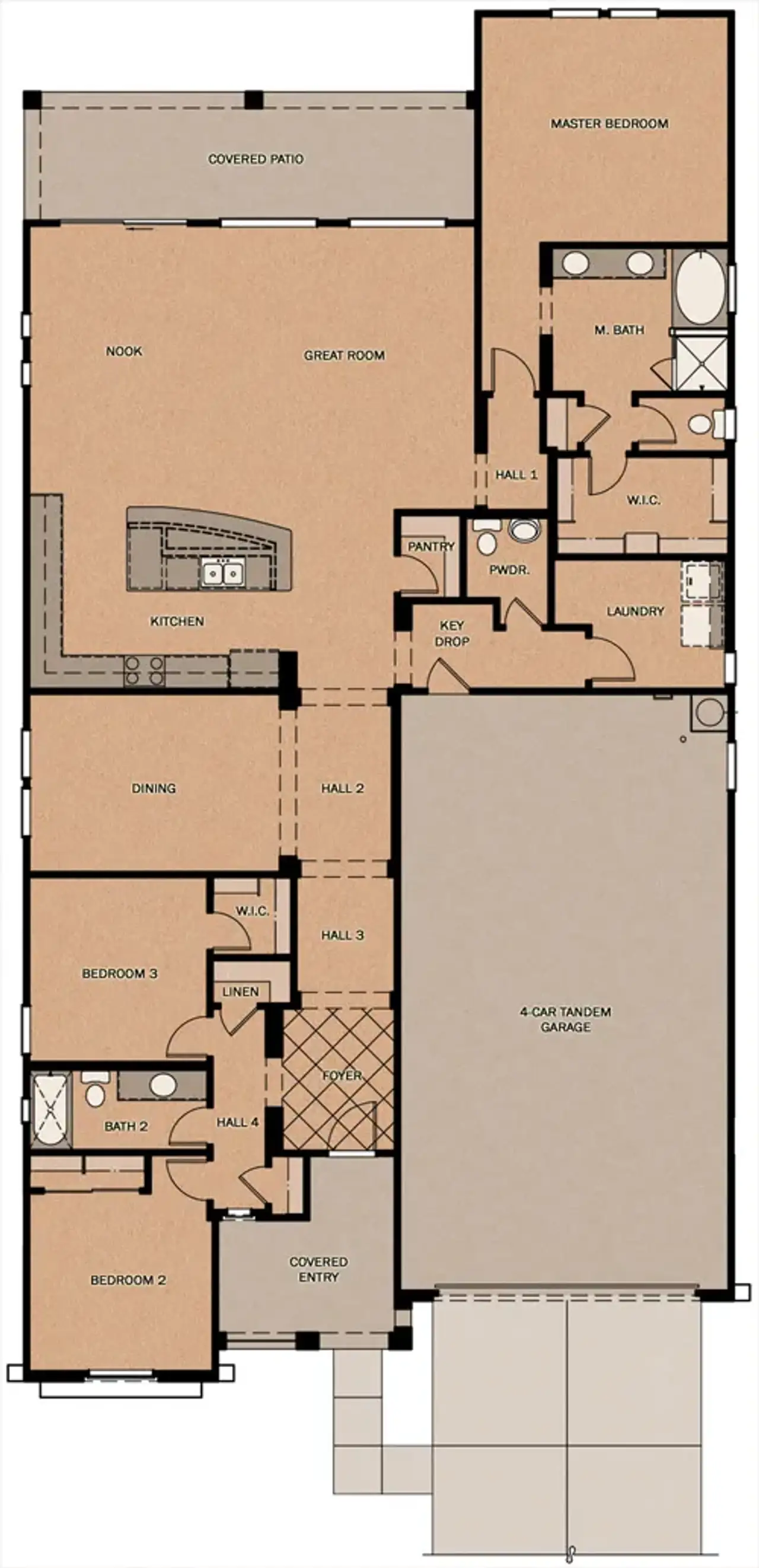 2D floor plan layout of this home in North Shore, San Tan Valley, AZ (Image 2).