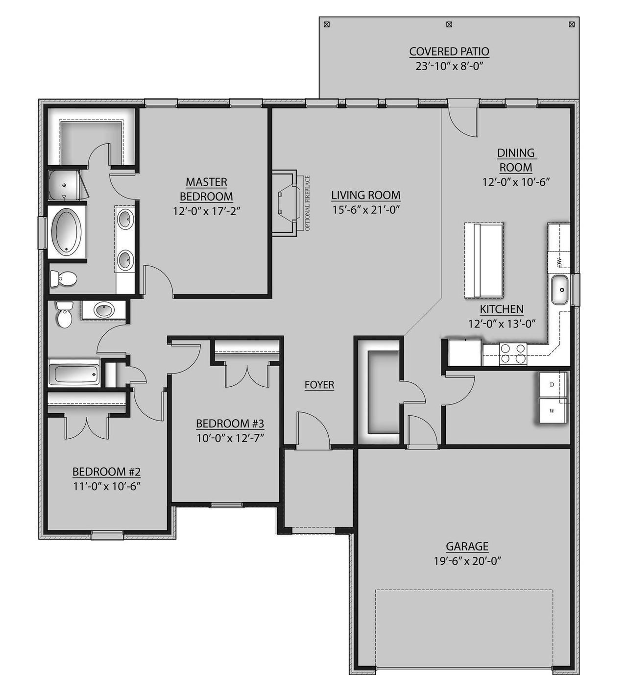 2D floor plan layout for the Romeno V H by DSLD Homes in Cardinal Estates, Bridge City, TX (Image 2).