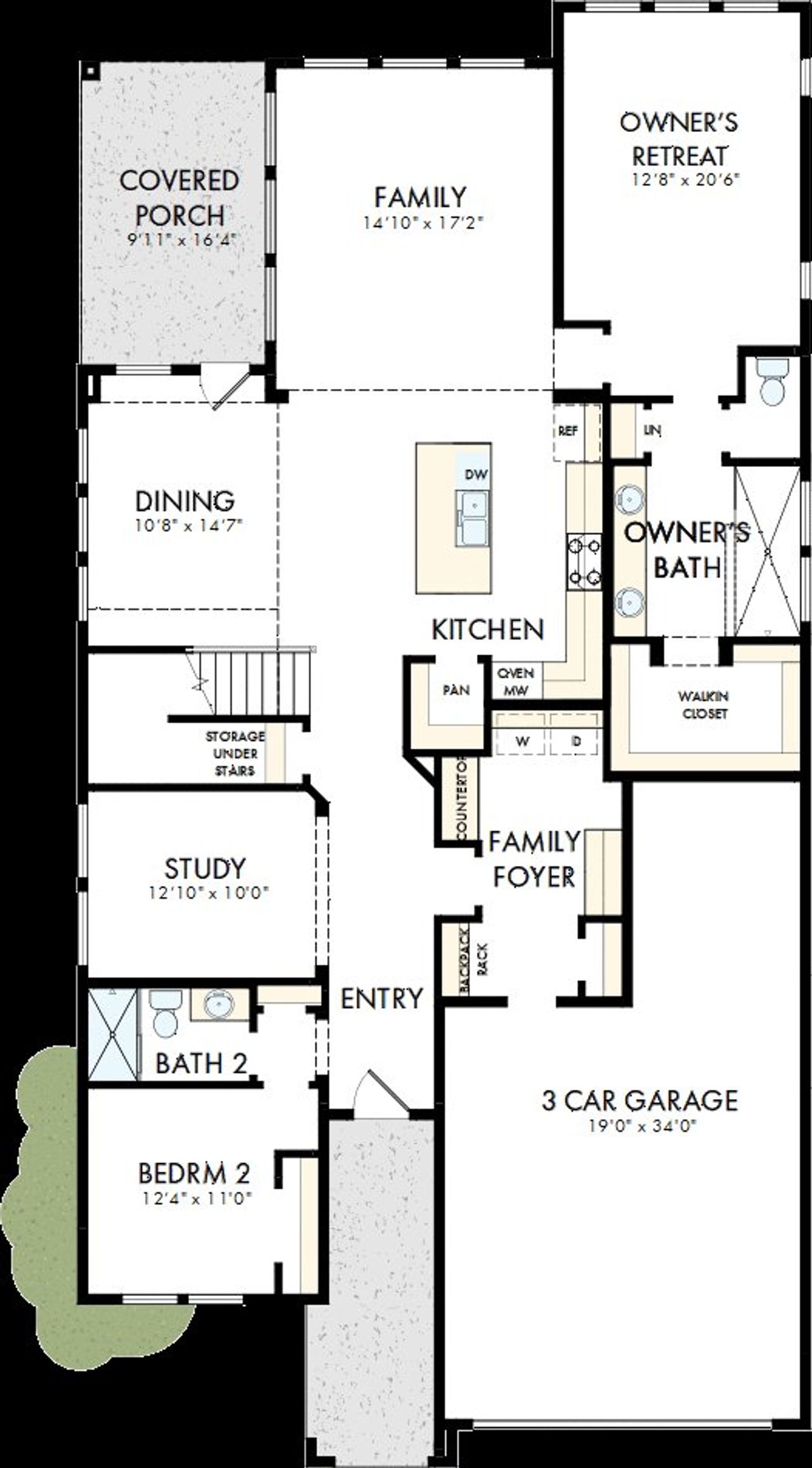 2D floor plan layout of this home in Monterra - Gardens, Fate, TX (Image 2).
