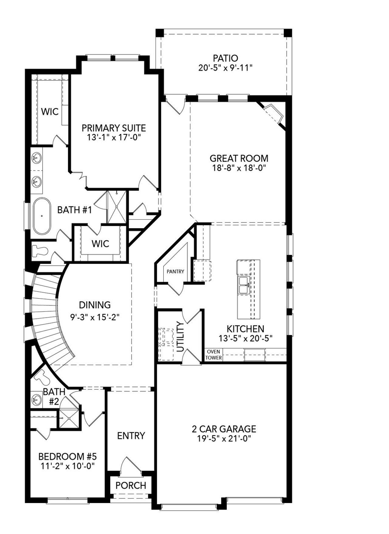 2D floor plan layout of this home in Green Meadows, Celina, TX (Image 2).