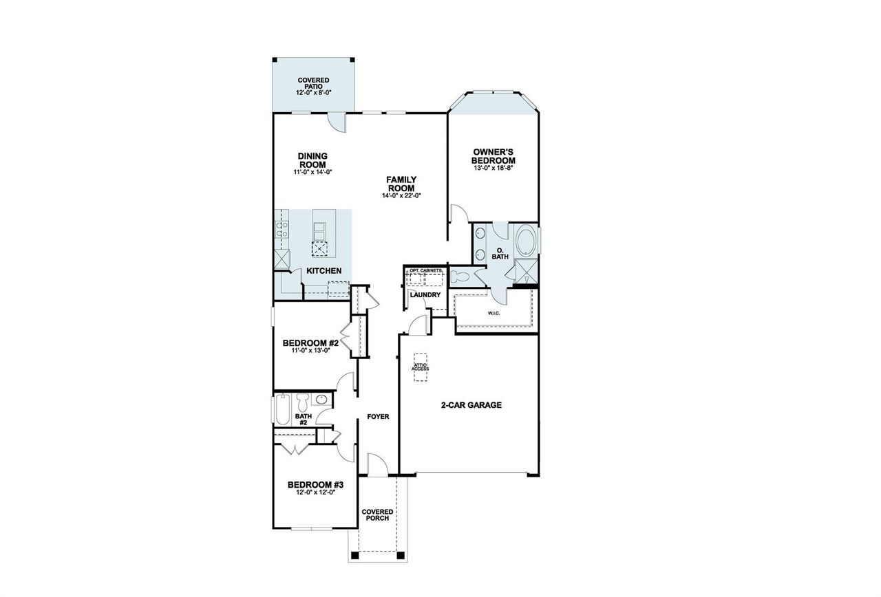 2D floor plan layout of this home in Colony at Cole Springs, Buda, TX (Image 2).
