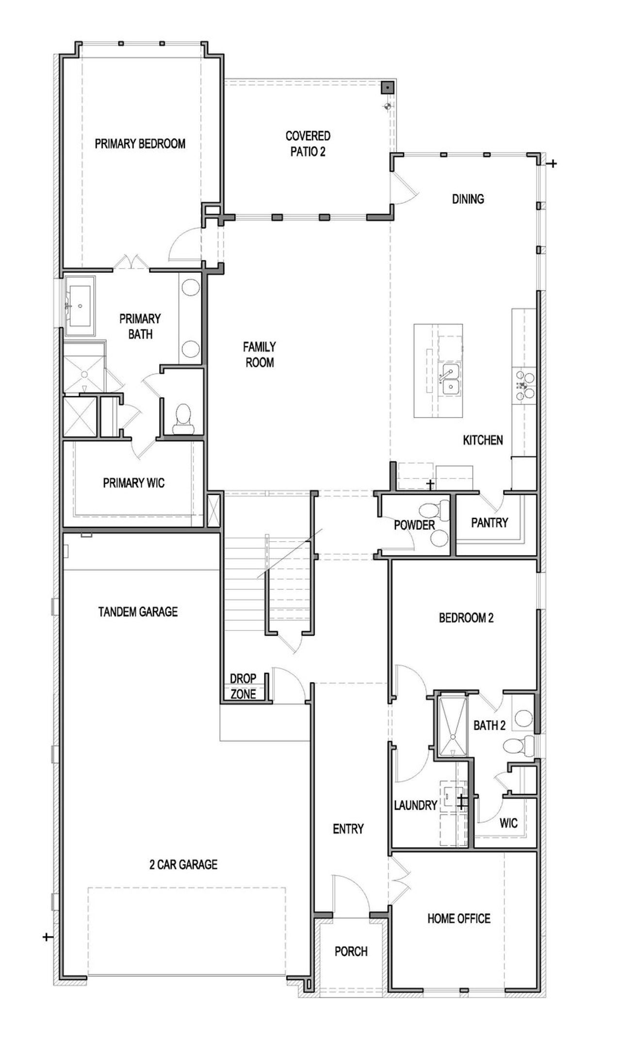 2D floor plan layout of this home in Blackhawk, Pflugerville, TX (Image 2).