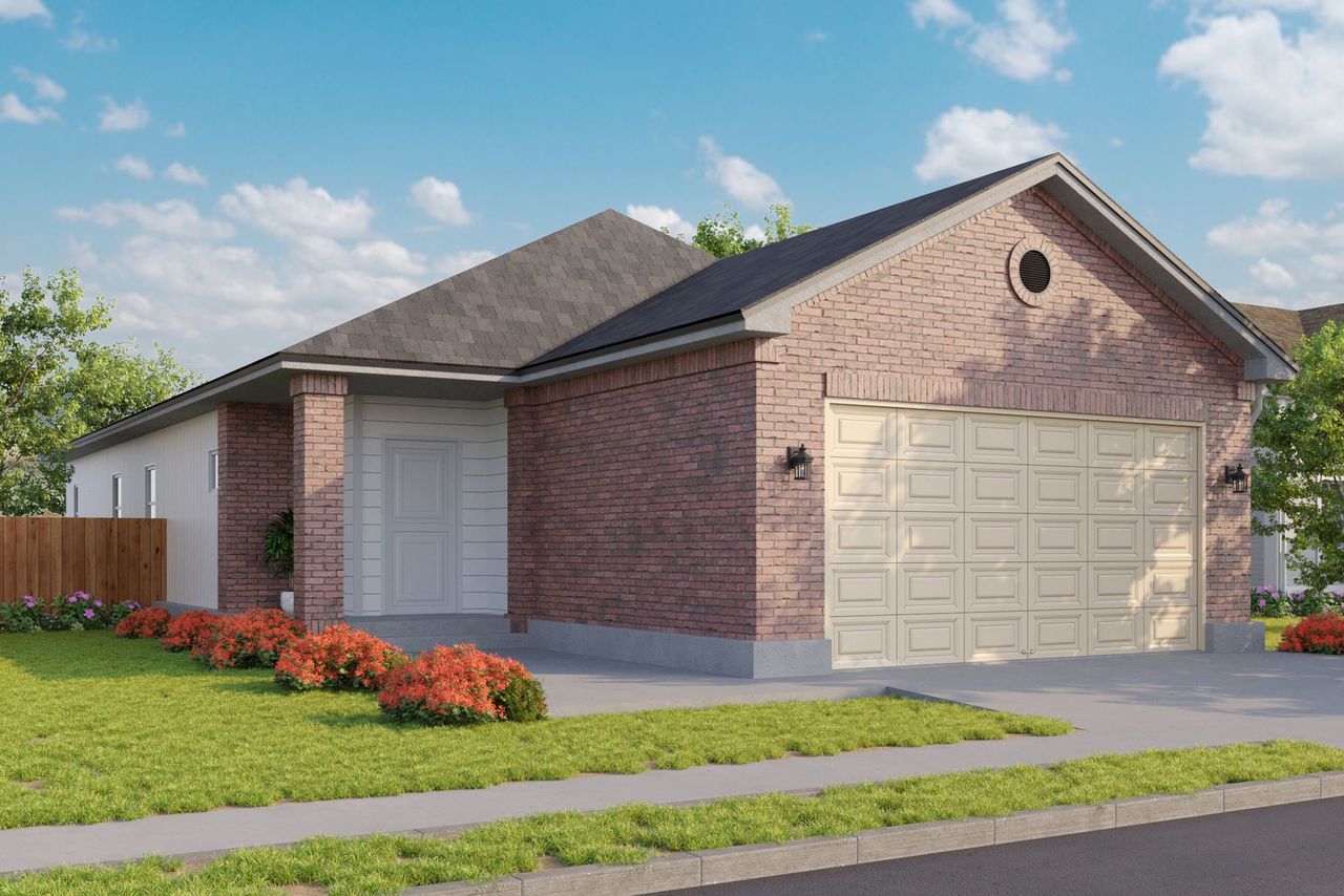 Representative exterior photo of a completed home built from the 1427 by Cyrene Homes in Woodland Lakes, Huffman, TX (Image 2). Representative exterior photo of a completed home built from the 1427 by Cyrene Homes in Woodland Lakes, Huffman, TX (Image 2).