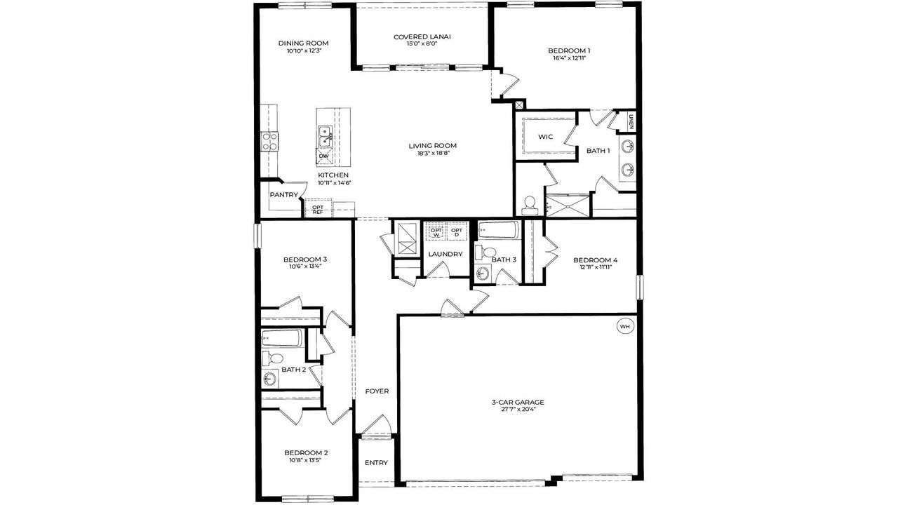 2D floor plan layout of this home in Sebastian Highlands, Sebastian, FL (Image 2).