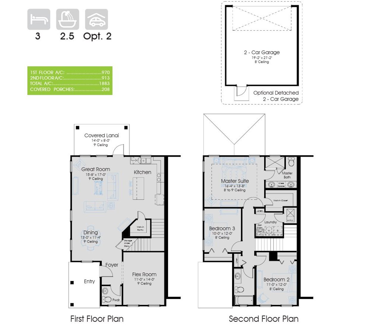 2D floor plan layout for the Savannah 1883 by Dostie Homes in Wildlight, Yulee, FL (Image 2).