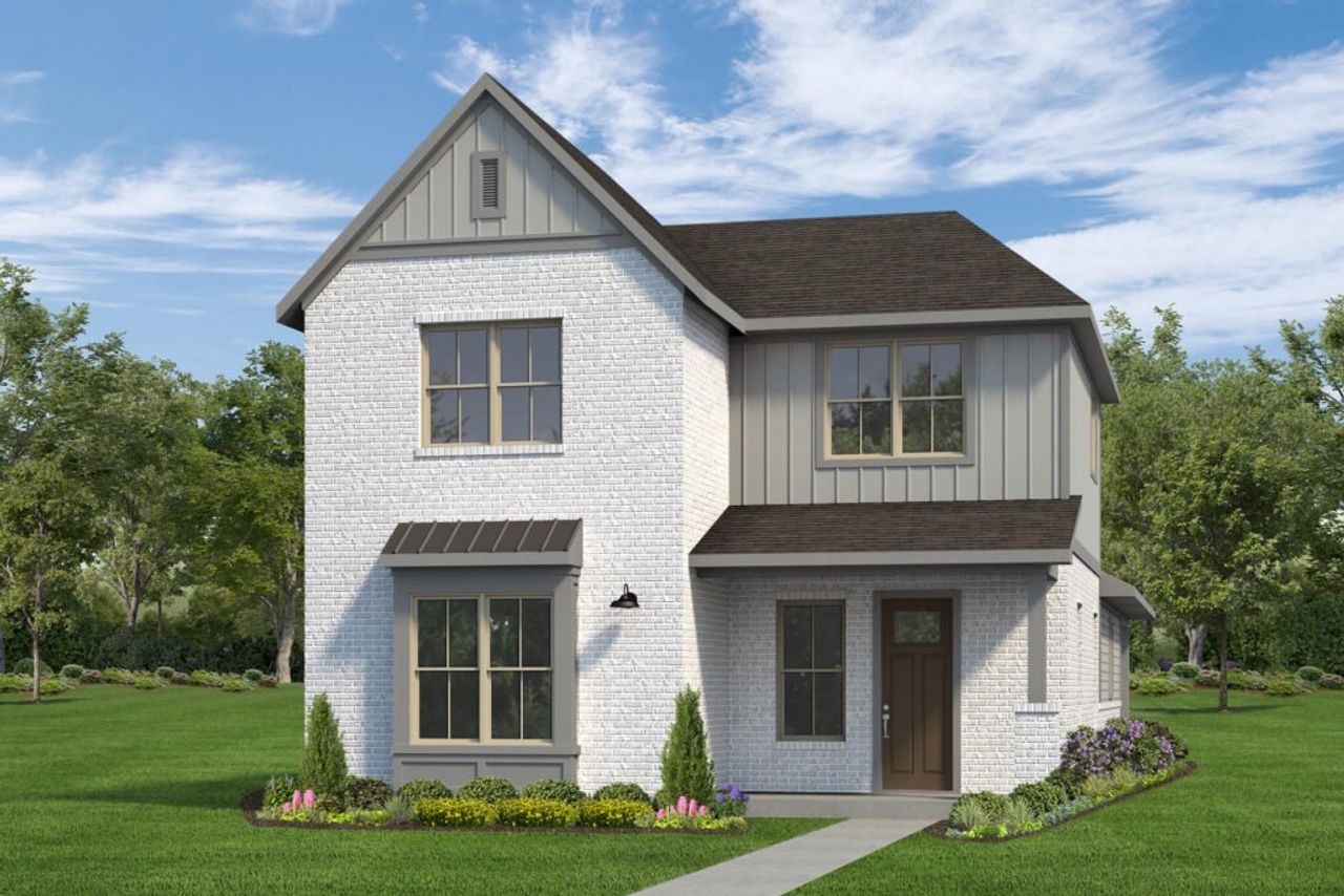 Front exterior of a new home in Riceland, Mont Belvieu, TX, highlighting curb appeal (Image 2).