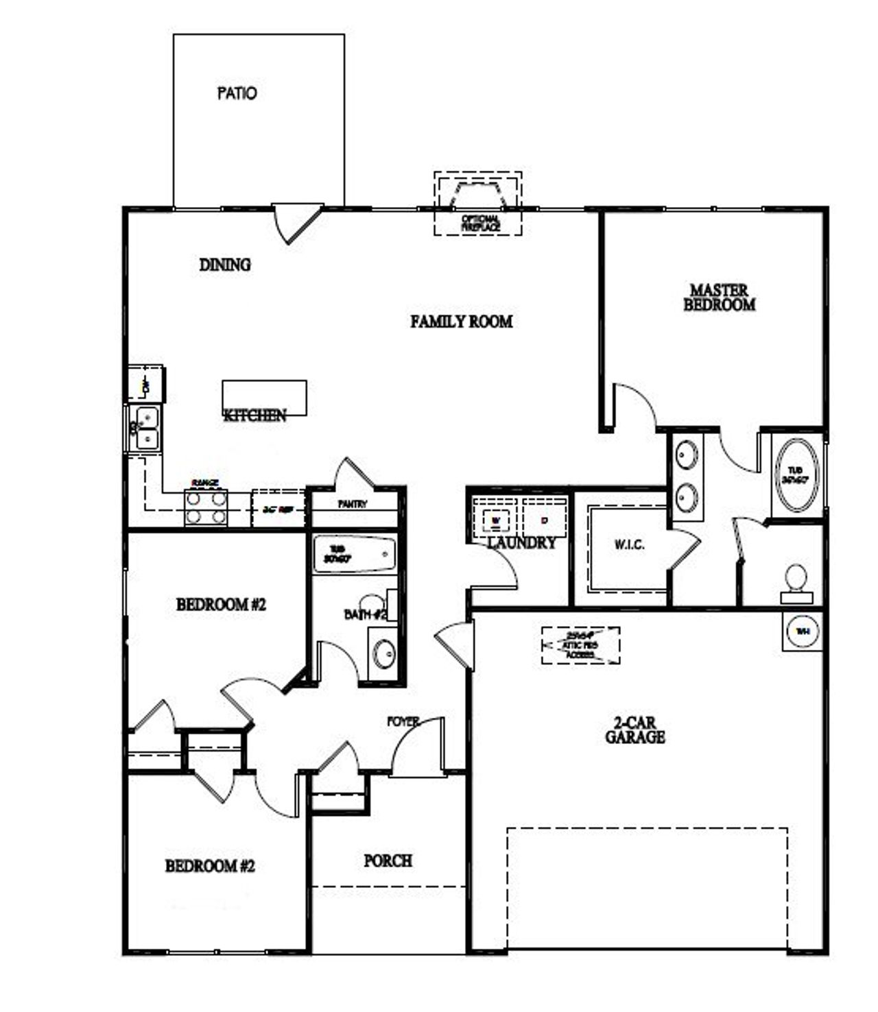 2D floor plan layout of this home in Grand Reserve, Hinesville, GA (Image 2).