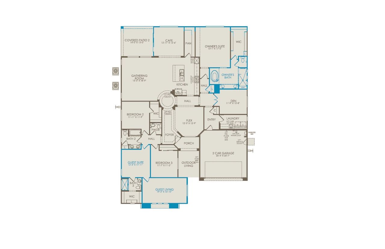 2D floor plan layout of this home in Vistoso Canyon Estates, Oro Valley, AZ (Image 2).