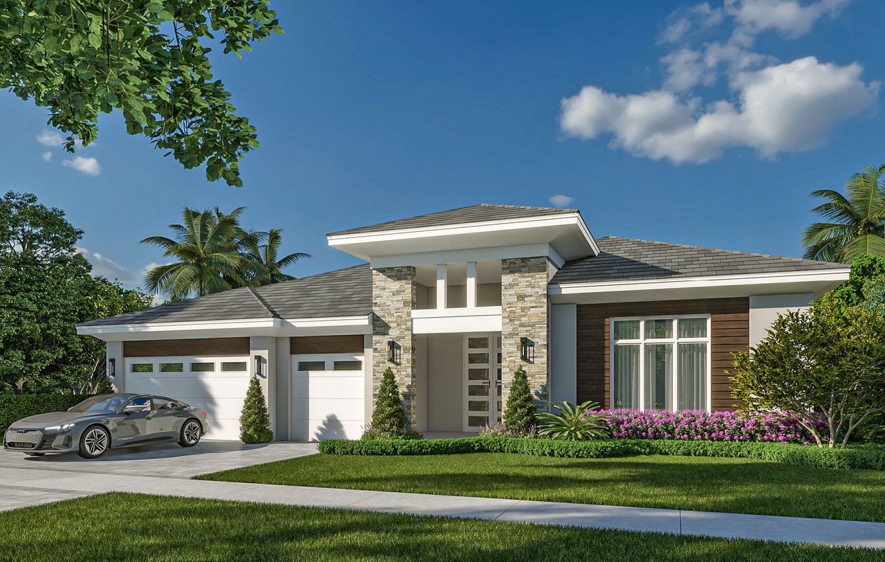 Representative exterior photo of a completed home built from the Barbados by DiVosta in Orchid Isles, Palm Beach Gardens, FL (Image 2).