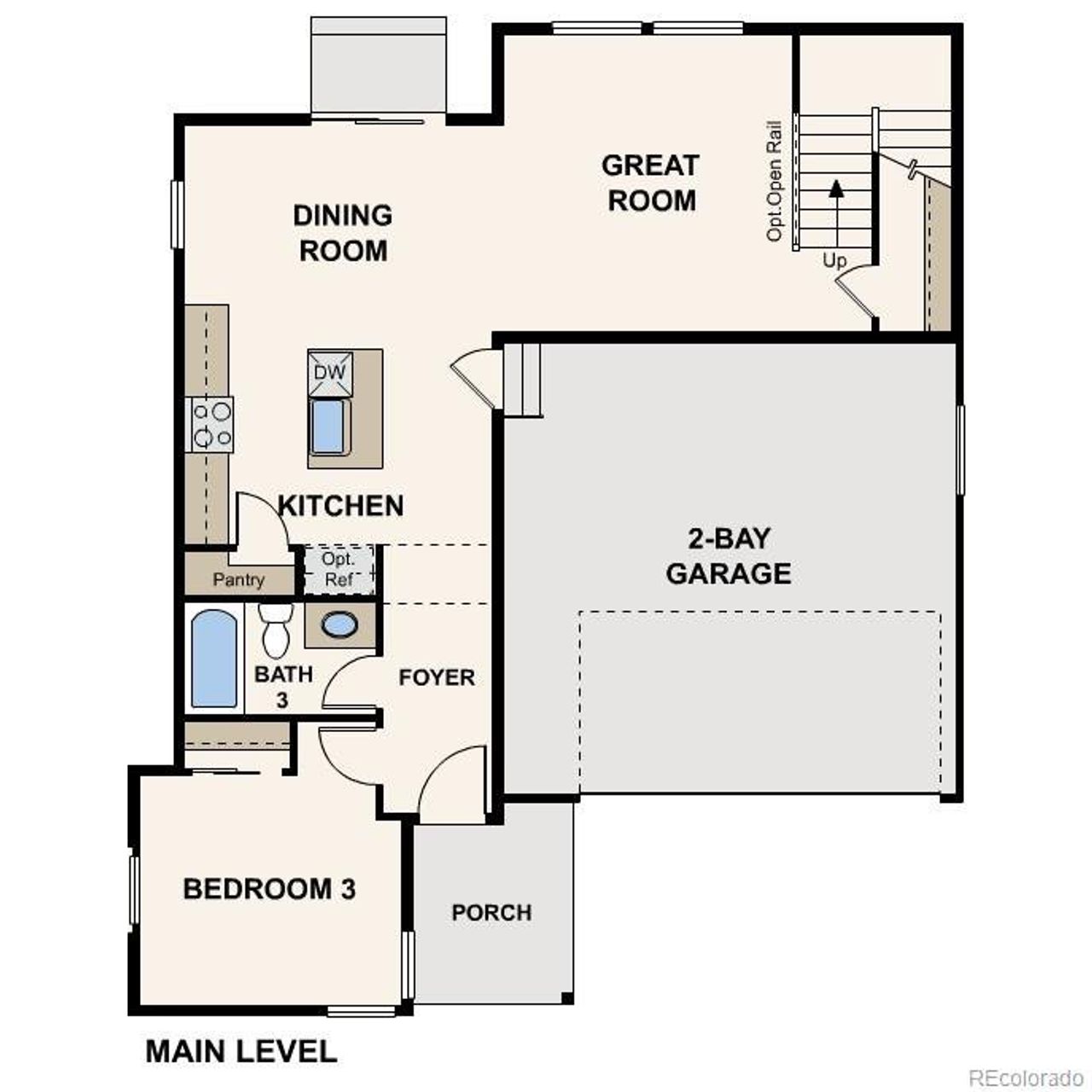 2D floor plan layout of this home in The Contemporary Collection at Windler, Aurora, CO (Image 2).