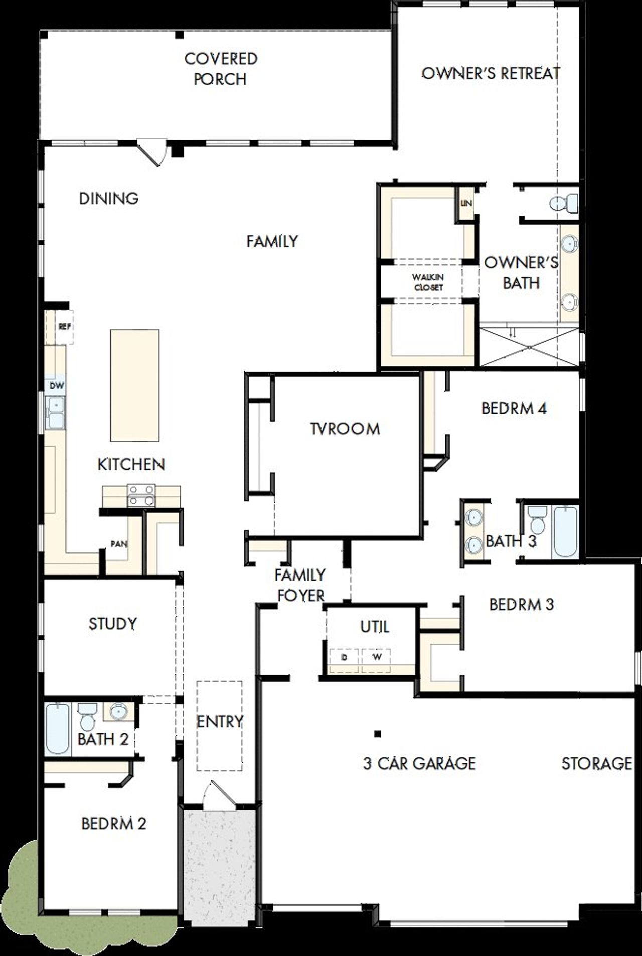 2D floor plan layout of this home in Sundance Cove Lakeside - Overlook View Collection, Crosby, TX (Image 2).