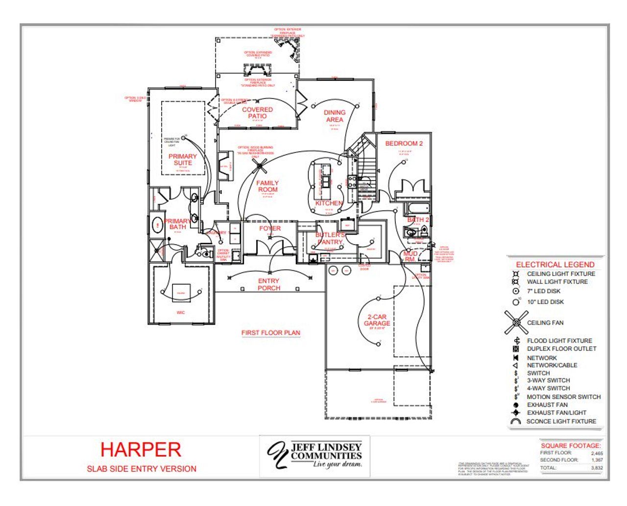 2D floor plan layout for the Harper F by Jeff Lindsey Communities in Bernhard Farms, Fayetteville, GA (Image 2).
